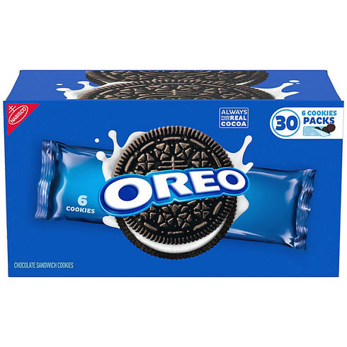 Nabisco Oreo Chocolate Sandwich Cookies, 2 oz., 30 Pack - Classic Chocolate Cookies with Creamy Filling, Perfect for Snacking, Lunchboxes, or Parties